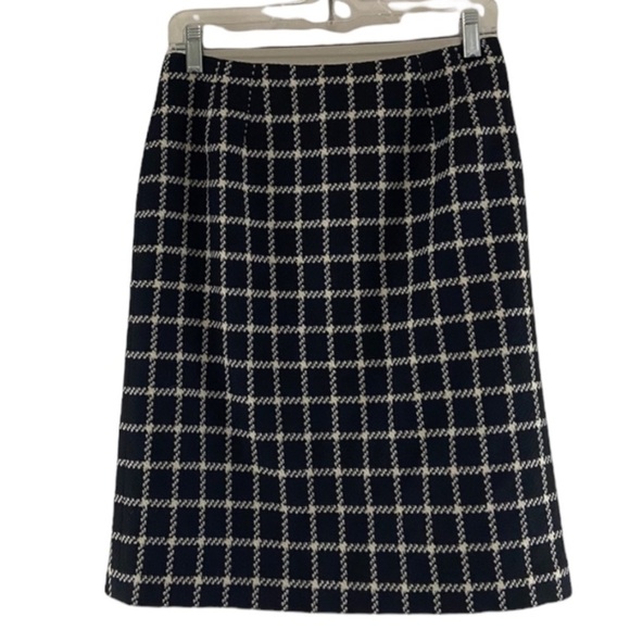 Talbots Dresses & Skirts - Vintage Talbots Black & White Plaid Buffalo Check Clas Wool Skirt Size 8